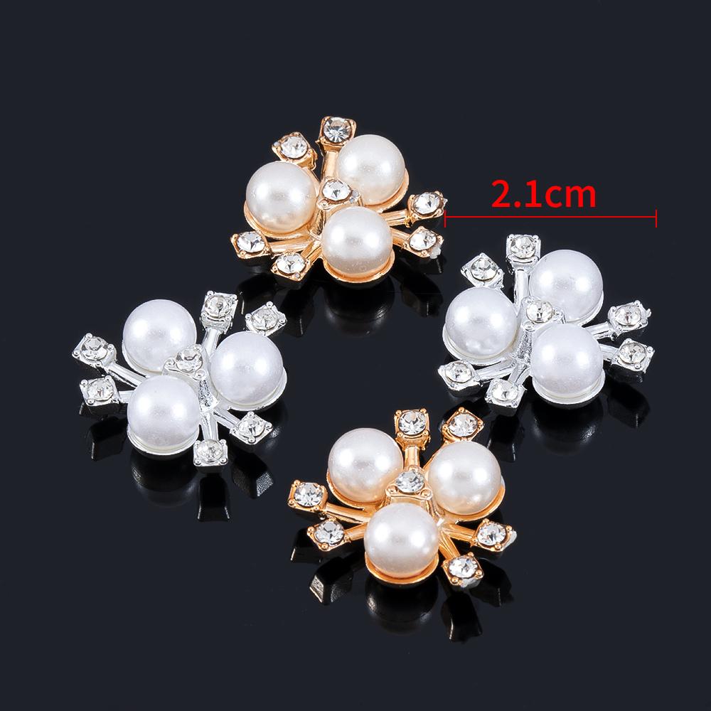 20pcs Imitation Pearl Flower Rhinestone Hair Clip Hairband Headdress Clothing Buckle Jewelry Making Accessories DIY Wholesale