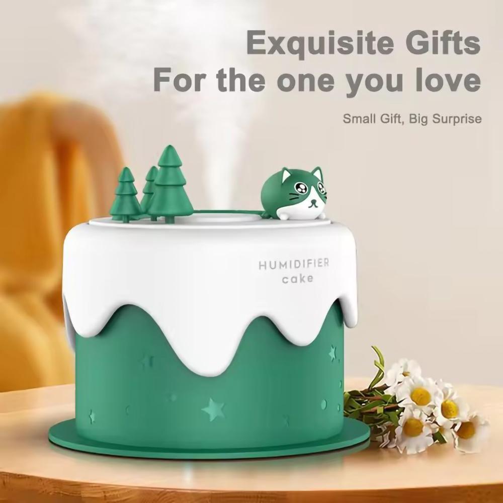 Cute Mini Small Cake Humidifier USB Night Light Desktop Household Use Cartoon Spray Humidifier Gift