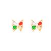Silver needle colored butterfly zircon stud earrings women's small temperament earrings super fairy Internet celebrity earrings