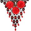 Gargantilla de Encaje Negra de Moda Euroamericana con Colgante de Lágrima de Flor de Rosa