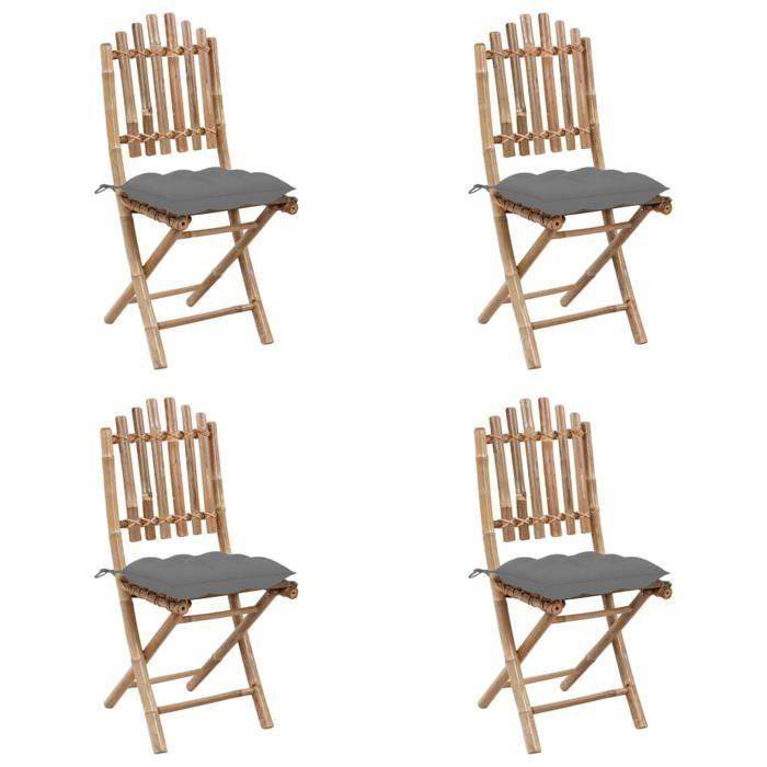 Ensemble à manger d'extérieur - vidaXL - 5pcs - Pliable - Résistant à l'eau - Bambou