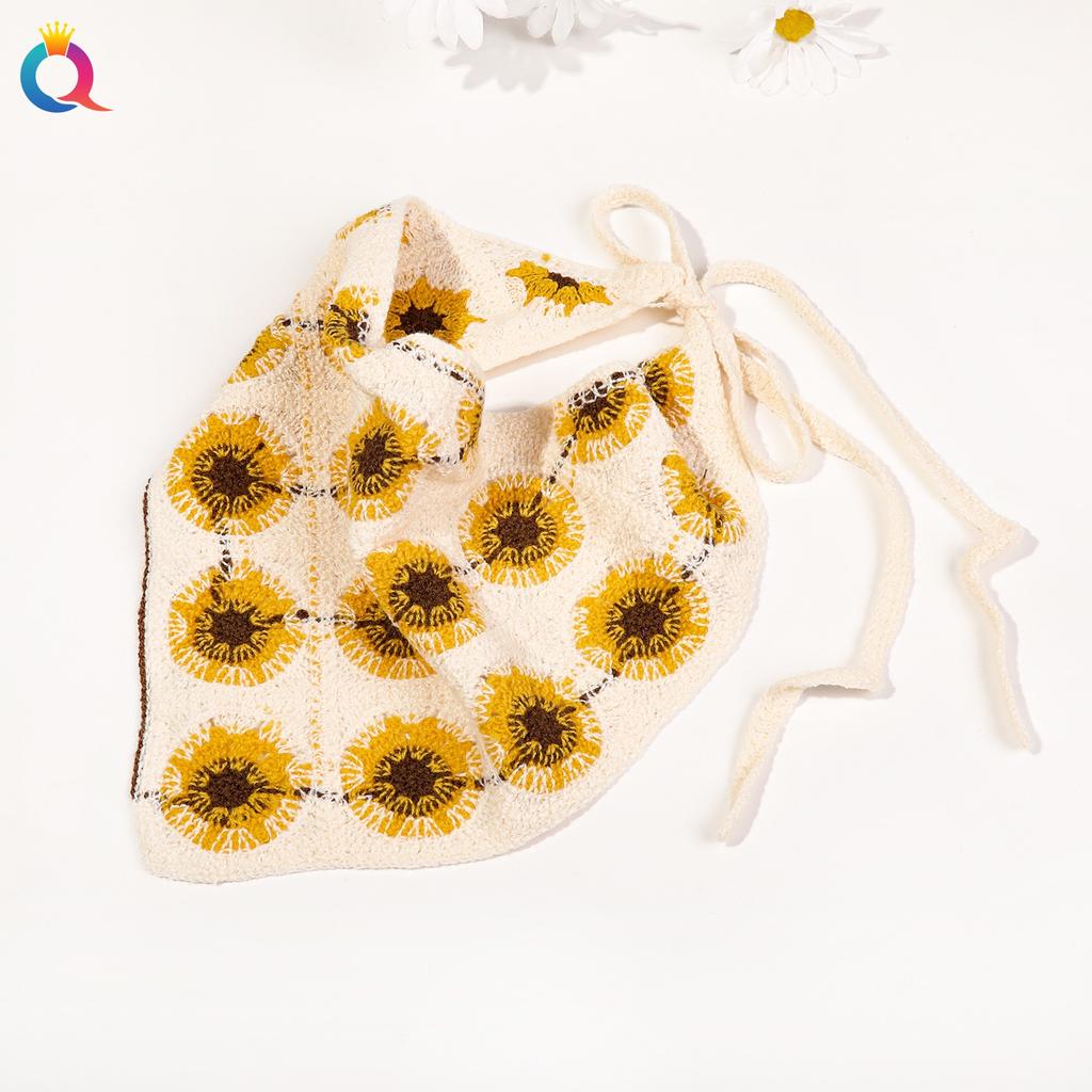 1 Stück rustikales französisches Dreiecks-Häkelstirnband mit Blumenmuster, Damen-Haarschmuck mit Blumenmuster für Haarstyling und Dekoration