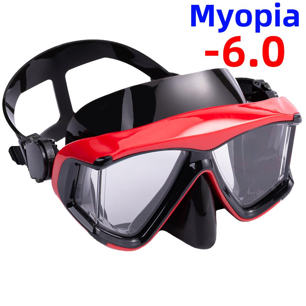 Optische Myopie-Schnorchel-Tauchmaske, Schwimmbrille, kurzsichtige Ausrüstung, Panorama-Weitsicht, Erwachsene, Jugendliche – 1,0 bis 6,0