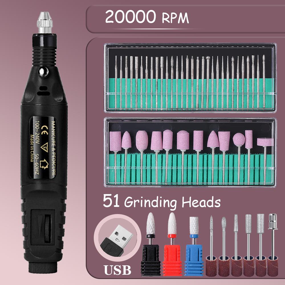 YIKOOLIN Acrylic Nail Drill Kit 20000 RPM Electric Nail File Portable Gel Remover with Drill Bits Nail Care Tools Set