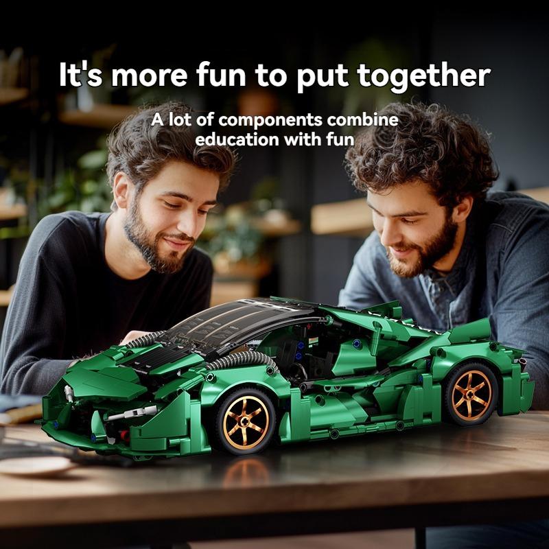 Non-Toxic New Technical Building Blocks Diy Green Sports Car Super Racing Building Blocks Model Birthday Christmas Halloween Gifts Kids