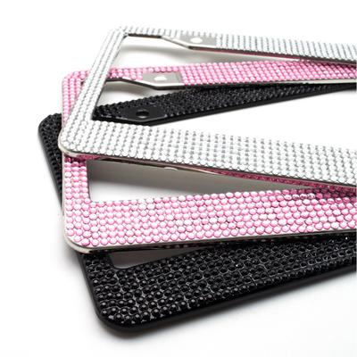 Hot! Stainless Steel License Plate Frame , 8 Rows Full Color Gauge Set with Diamond License Plate Frame