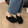 Aphixta New Warm Winter Slippers Candy Color Sweet Women Slippers Furry Round Toe Shoes Indoor Flat Heel Hair Slides