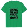 Herren T-Shirt Unterschätze niemals einen alten Mann mit einem Fahrrad Aufdruck T-Shirts Sommer Kurzarm SCHWARZES T-Shirt Tees Übergroßes Camiseta