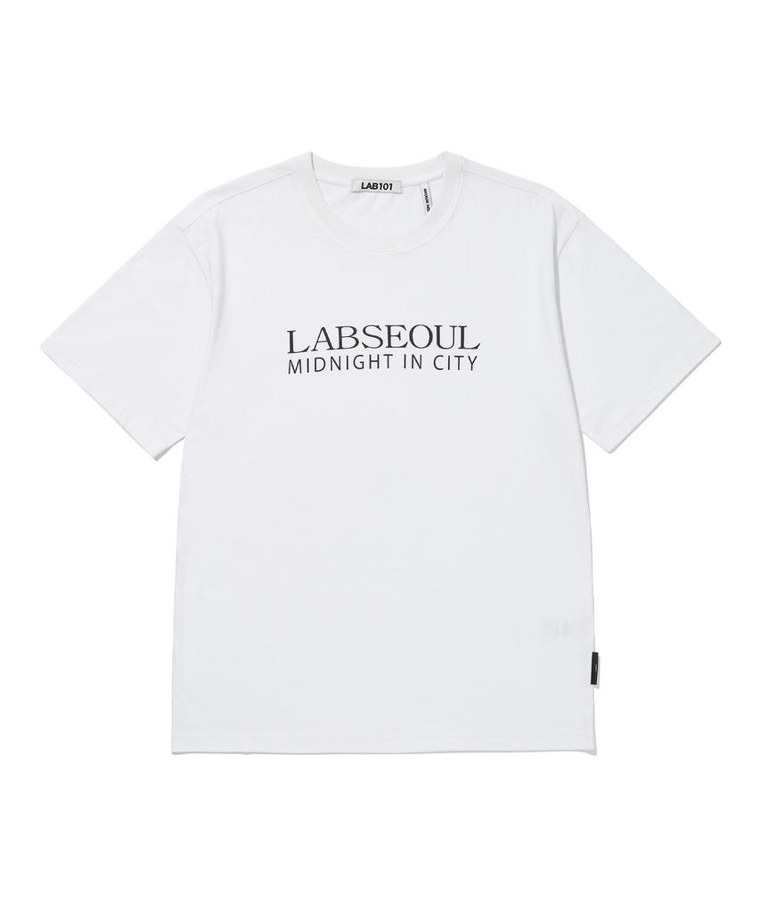 LAB101 Seoul Light Logo Cotton Short Sleeve T-Shirt - White