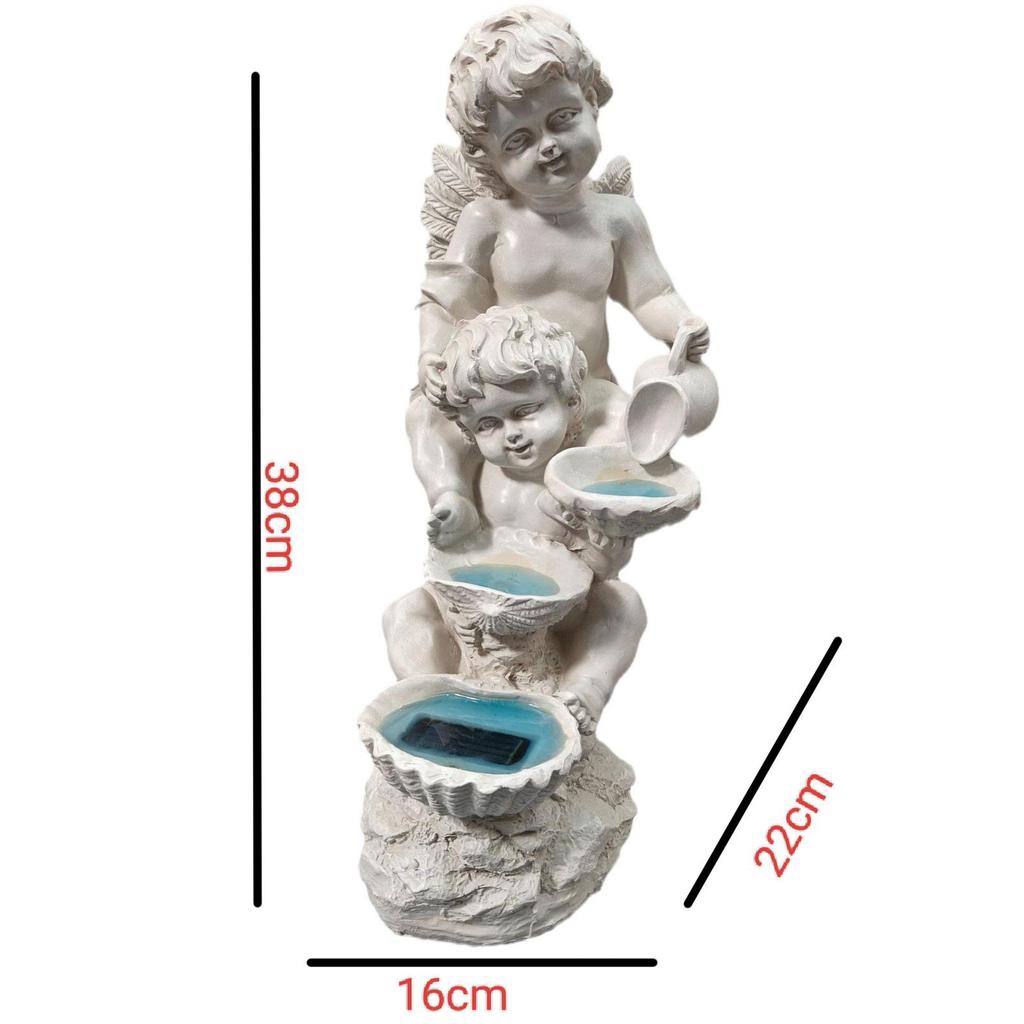 European Style Solar Angel Resin Water Flow Lights for Garden Decor