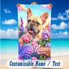 Floral Garden Theme Beach Towel Personalized Custom Name & Text Soft Quick Dry Beach Towel for Swimming Travel