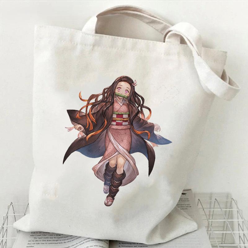 Japan cartoon comics Nezuko Kamado Demon Slayer Printed Canvas Bag Student Shoulder Bag Tote Bag 7550
