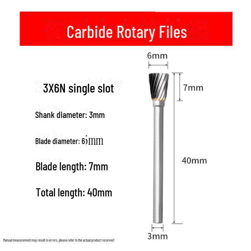 3mmX6 Tungsten Steel Carbide Rotary File for Electric Grinding - Small Metal Grinding Head
