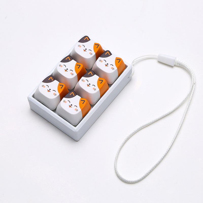 Pendentif Anti-Stress à 4/6 Touches Touche de Clavier Chat Porte-Clés Fidget Bouton pour le Doigt Passe-Temps Porte-Clés Apaisant Clés