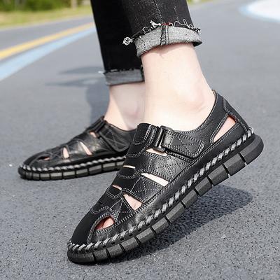 Fashion Summer New Luxury Wrap The Toe Sandals Men Breathable Genuine Leather Outdoor Sandalias Climbing Casual Beach Shoes Male Loafers