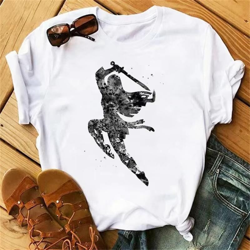 

MINISO Женская футболка с принтом принцессы Мулан FeУнисекс Модная футболка с коротким рукавом Девочки Мультяшные топы Футболка S