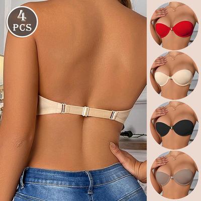 4Pcs Women Front Buckle Bras Simple Solid Seamless Strapless Bra Half Cup Lingerie with Wired B C Cup