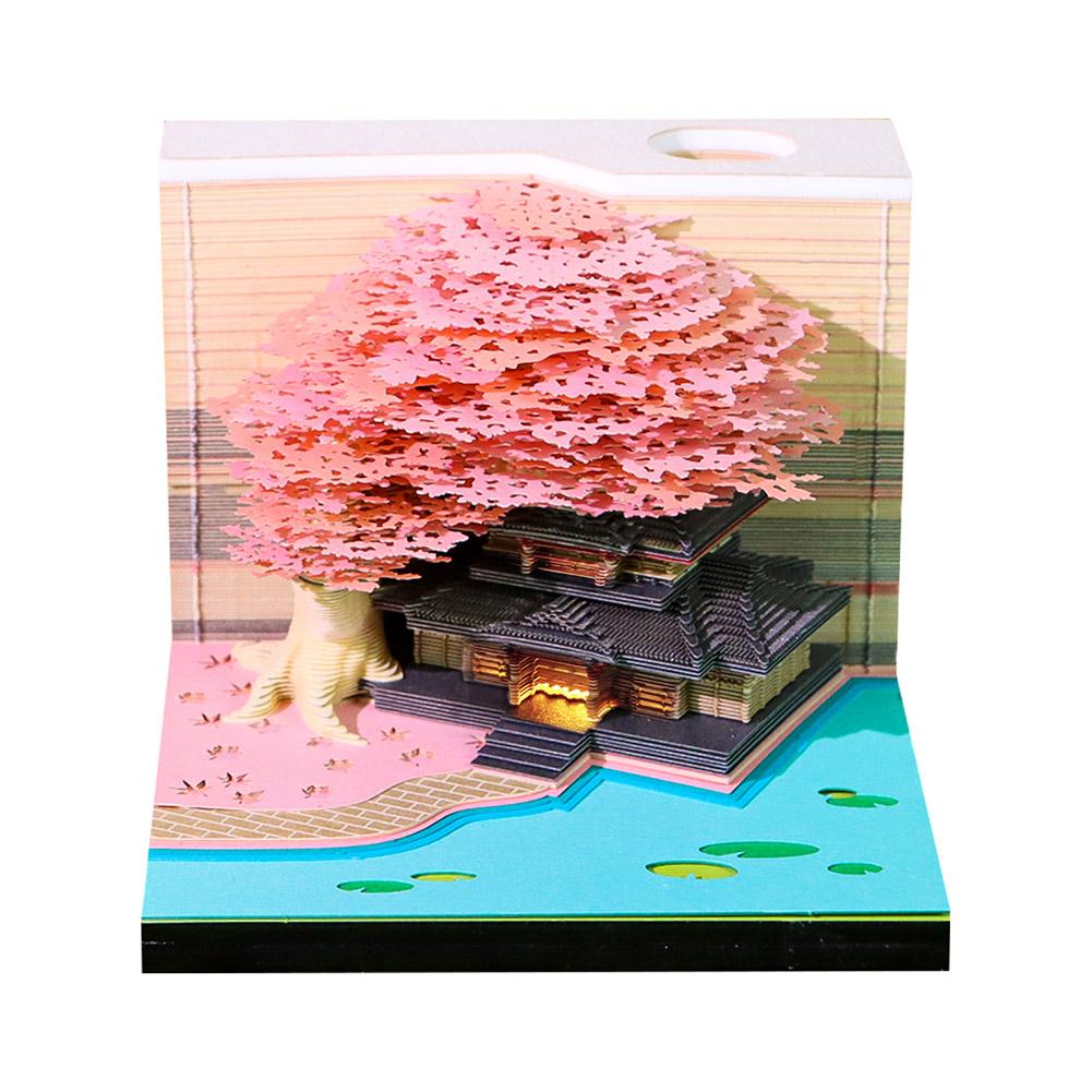 3D Paper Sculpture Weekly Calendar English Version With Lights Treehouse Notebook Desktop Decoration Tourist Commemorative Gift