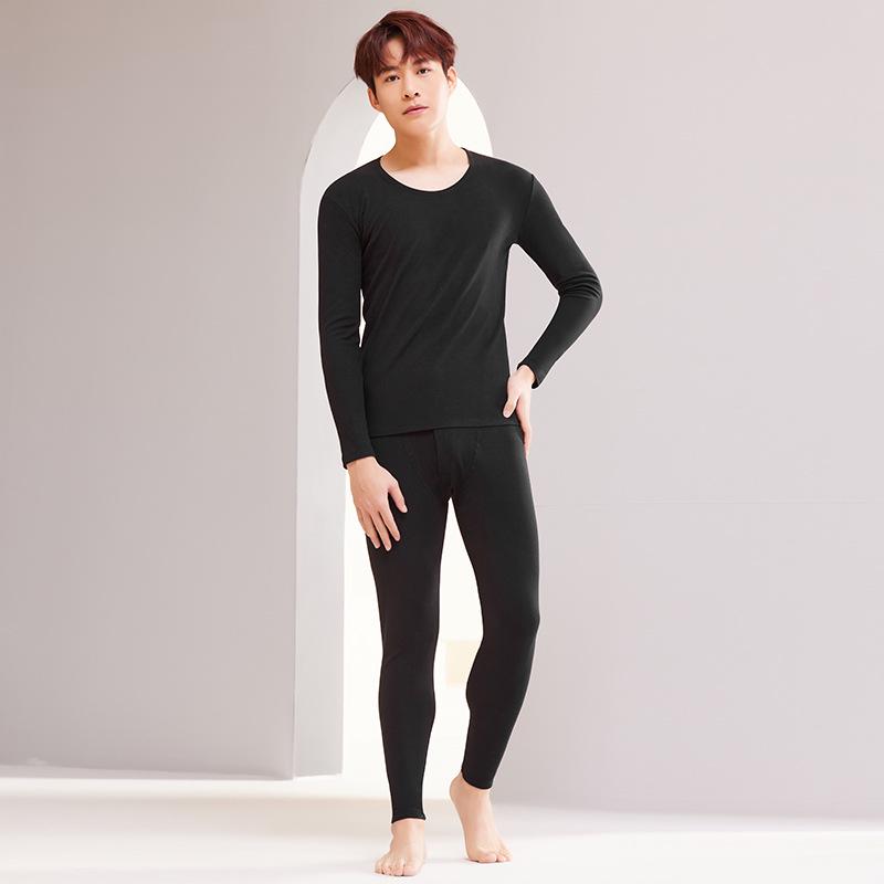 Men's Slim-Fit Fleece-Lined High-Neck Thermal Underwear Set (Plus Size), Ideal for Cold Weather