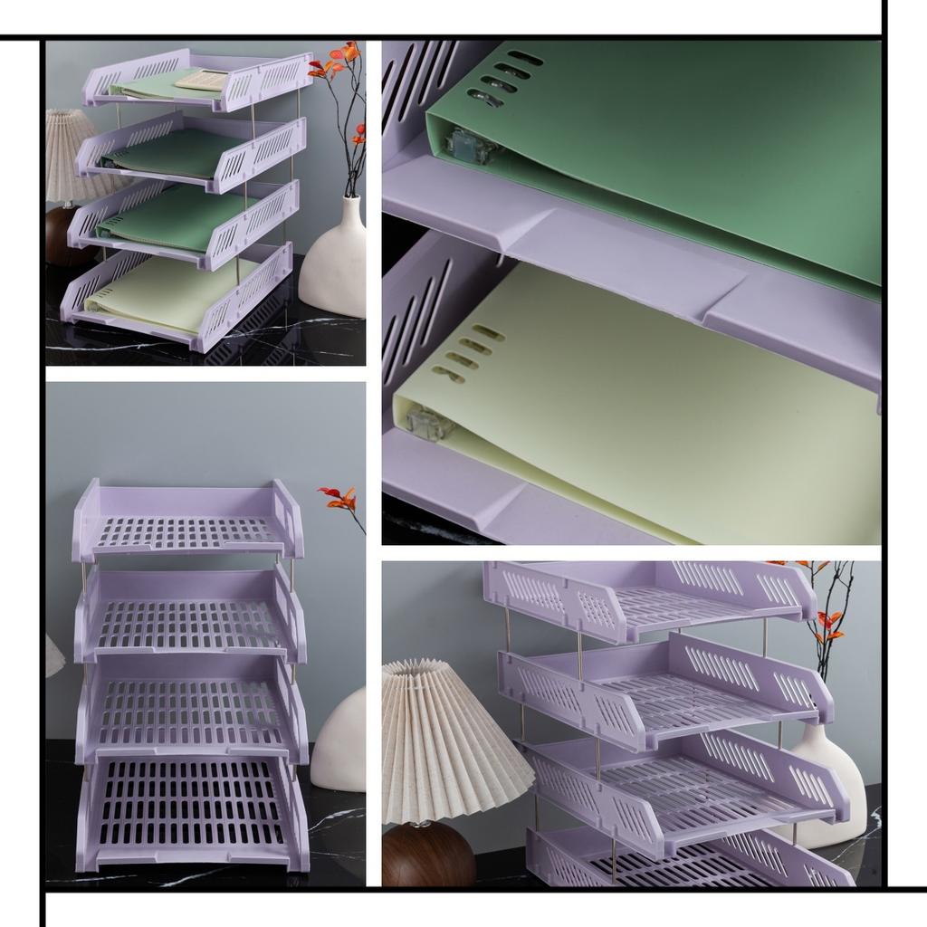 Hollow Four-Layer File Tray Moisture-Proof File Rack Storage File Frame Desktop Storage File Rack Information Organization and Storage