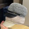 Autumn and Winter Tweed Leather Brim Octagonal Hat Three Dimensional and Stylish Newsboy Hat Elegant Peaked Hat Beret Trend