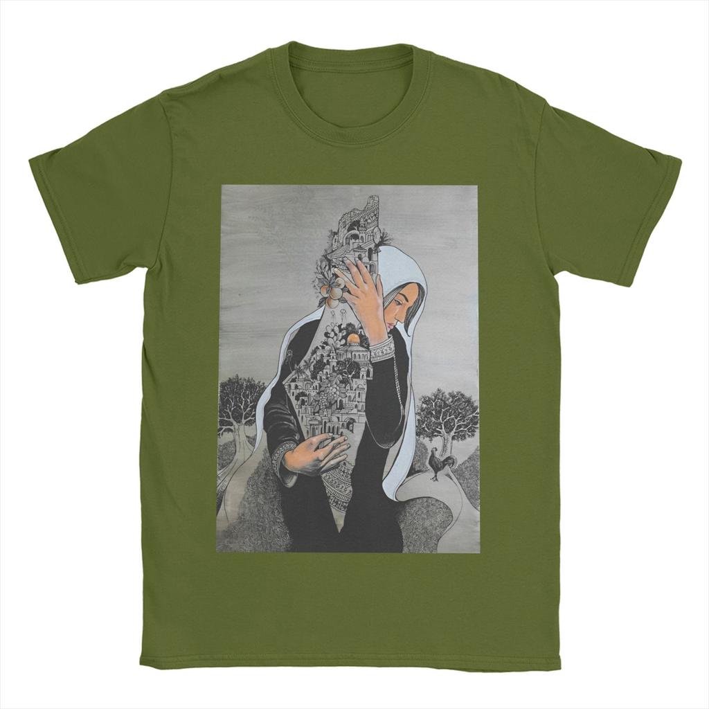 Palestined Woman Keffiye T Shirt Beach Fashion T Shirts Men Pure Cotton O Neck Oversize Tees Short Sleeve Y2K Basic Tshirt