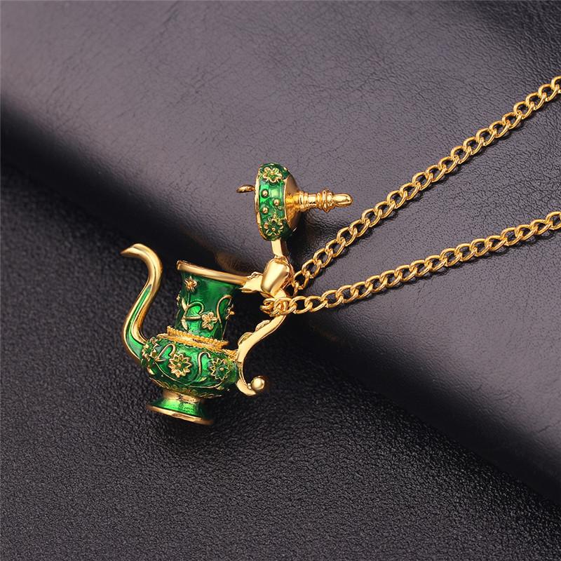 Enamel Tea Cups Jewelry Necklace on the Neck Temperament Long Pendants and Necklaces Turkish Copper Mug Costume Decoration Women