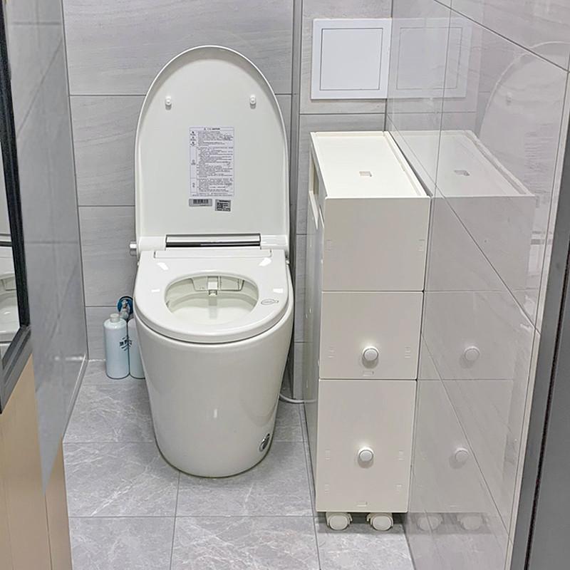 Waterproof Toilet Side Narrow Cabinet Mobile Bathroom Gap Organizer Floor Standing Storage Unit for Bathroom