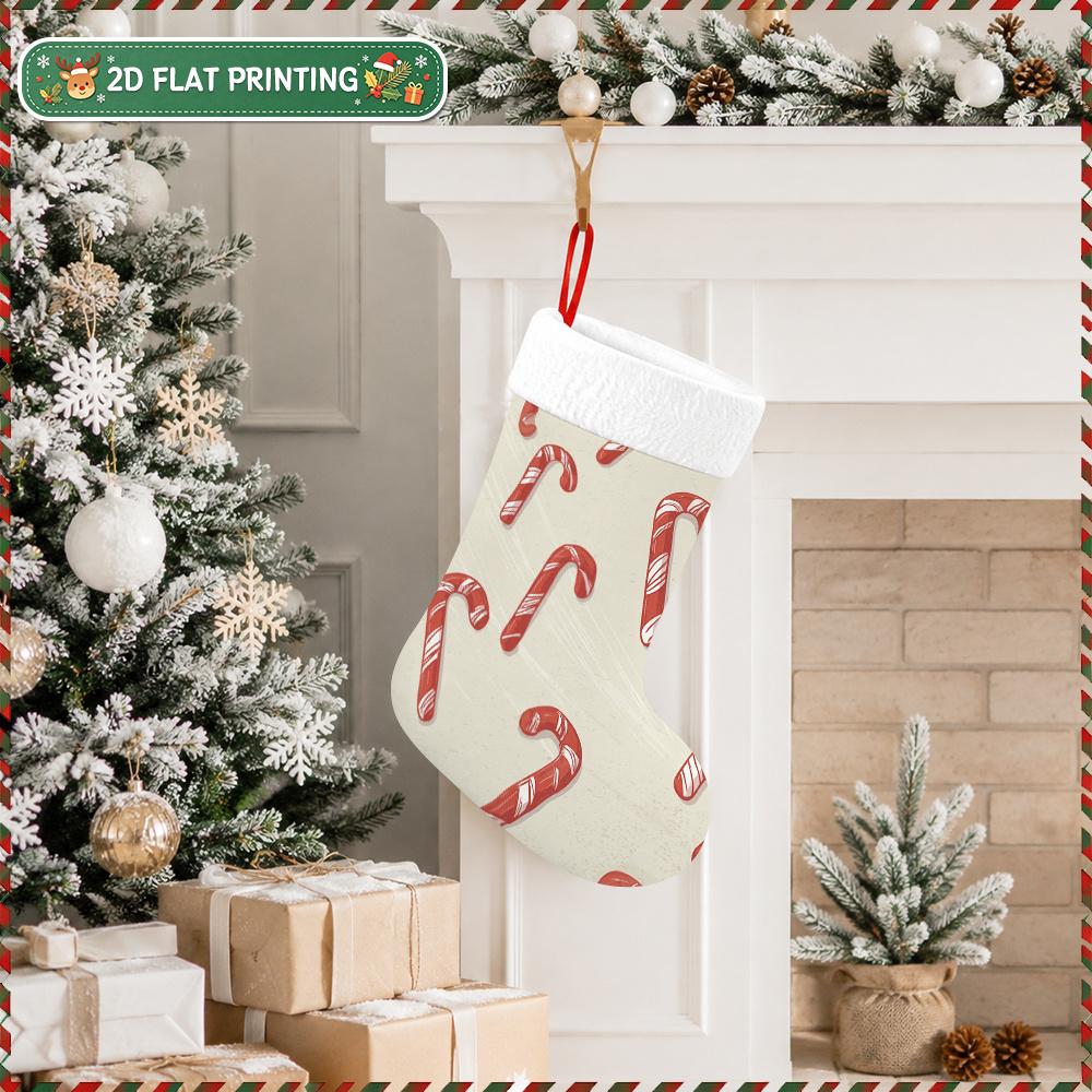 Christmas decoration fireplace hanging stocking 1pc 1pcs Suitable for Christmas Candy Cane Stocking Decoration