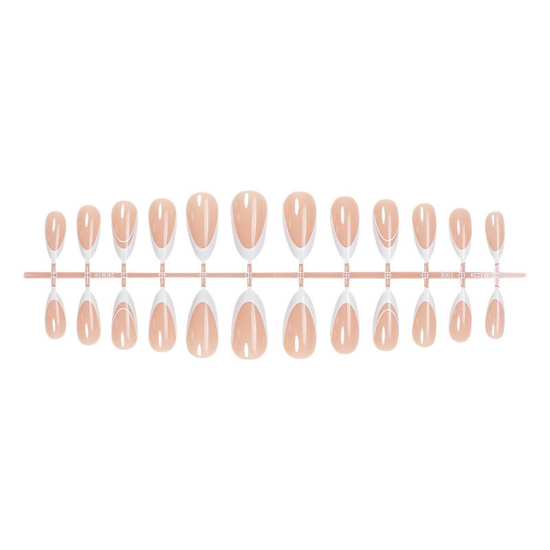 

Fashionable White French Edge Press-On Nails, 24 Removable Pieces