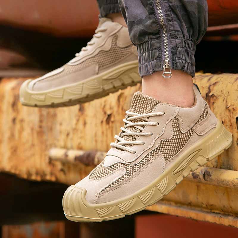 

Oulylan Men Anti Smash Safety Footwear Steel Toe Soft Soled Security Shoes Lightweight Breathable Puncture-Proof Work Boots 46