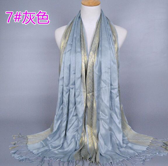 Brand de Lux Eșarfă Musulmană Aurie cu Sclipici Hijaburi Eșarfă de Cap Arabă din Orientul Mijlociu Batic Islamic din bumbac Bandană