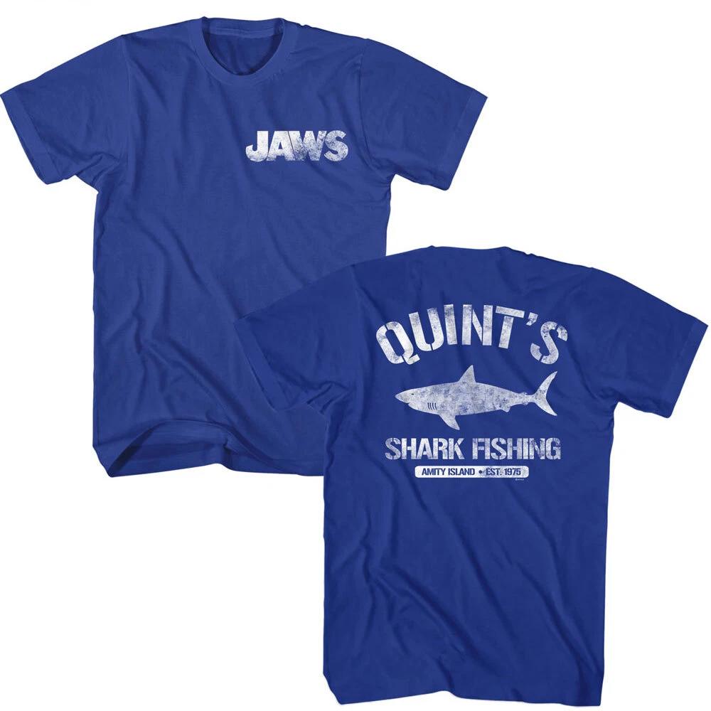 Jaws 70 s Thriller Movie Quint s Amity Island Shark Fishing Est 75 Men s T Shirt S