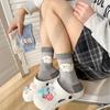 Boneless Cute Cartoon Bear Three-Dimensional Socks Flocked Contrasting Mid-Leg Socks Spring And Autumn Dot Gauze Socks Cotton Piles Of Socks