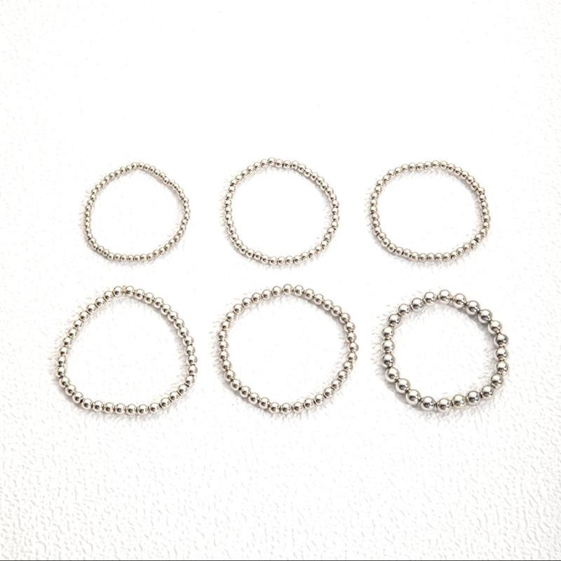 1Set European And American Exaggerated Round Bead Chain Bracelet Hip-Hop Trend Geometric Metal Bracelet