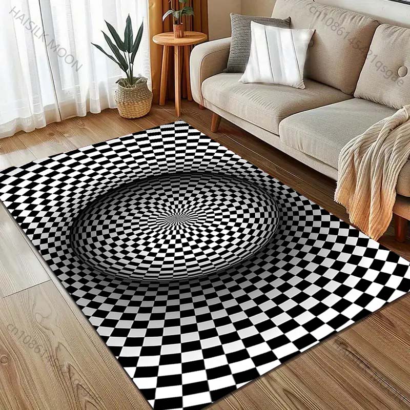 3D Optical Illusion Printing Carpet for Living Room Bedroom Sofa Doormat Home Decor Area Rugged Non-slip Floor Mat Large Size