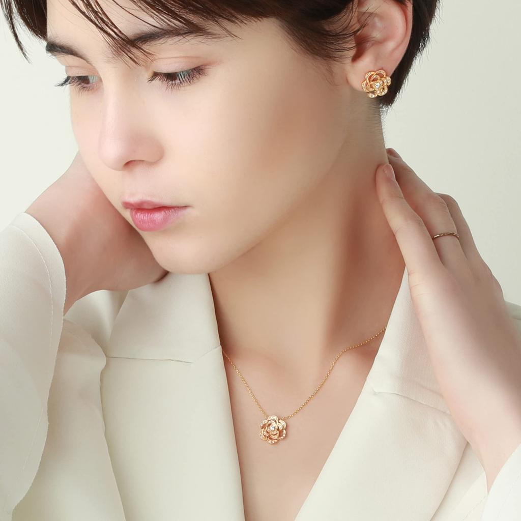 JOHNLUKE Zirconia Popular Gold and Silver Made in Gift Box Perfect for Weddings and Other John Luke Women's Necklace, (18K Gold) (925 Silver), Japan,