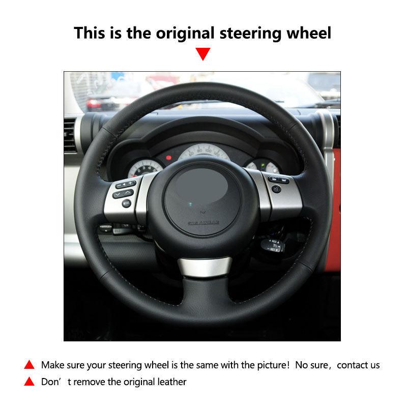 Car Inner Accessories For Toyota FJ Cruiser 2007 2008 2009 2010 2011 2012 - Microfiber leather Steering Wheel Cover Trim