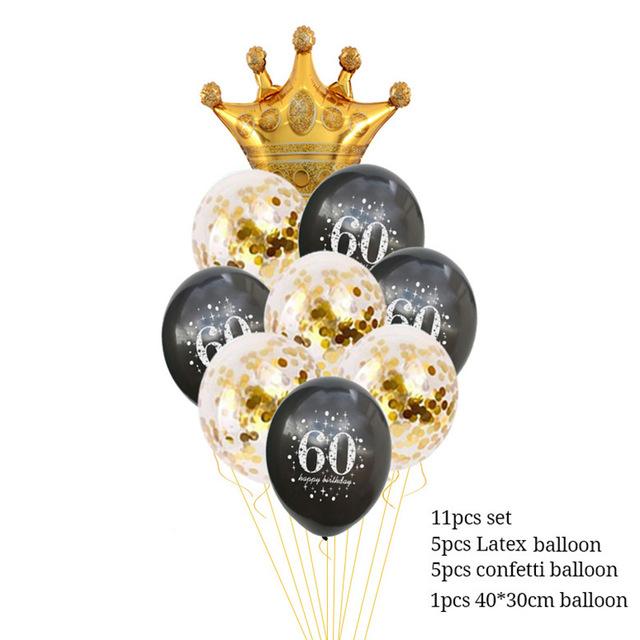 Black Gold 30 40 50 60 Years Birthday Party Confetti Balloon 30th 50th Birthday Party Decorations Adult Party Ballon Air Globos