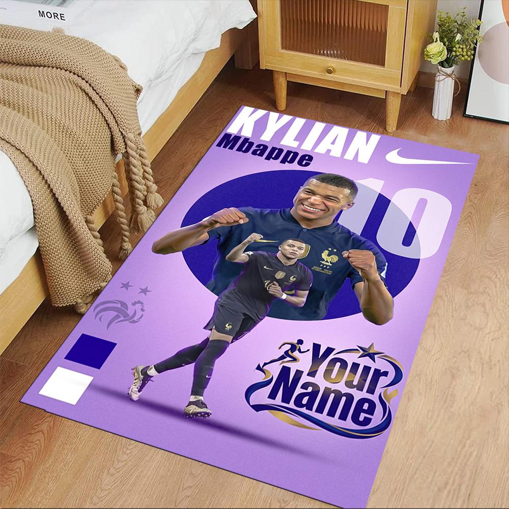 Mbappé Customizable Name Carpet Design for Foyer Study room Dormitory Hallway Antislip Carpet Anime Office Decor Best for Christmas