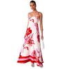 Womens Summer Boho Floral Dress Spaghetti Strap Square Neck Ruffle Casual Flowy A-Line Beach Swing Party Long Sundress Sleeveless Maxi Dress for Women