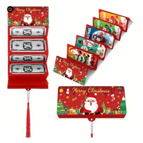 Christmas Red Envelope Money Box Gift Card Holder 10 Slots Surprise