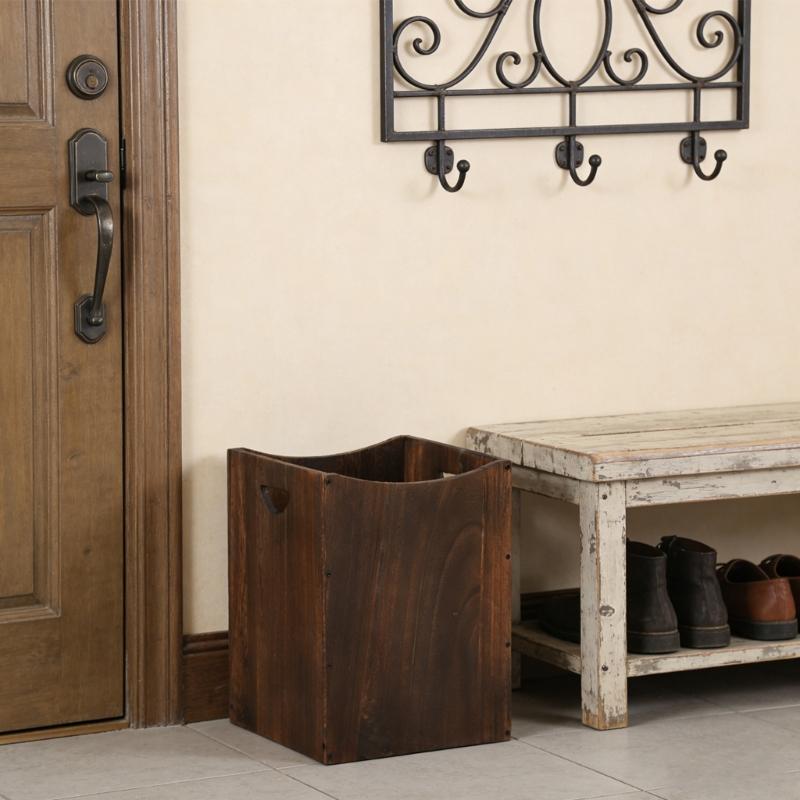 Portable Double Handle Wood Waste Basket For Easy Movement And Emptying Perfect For Home Or Offices Use