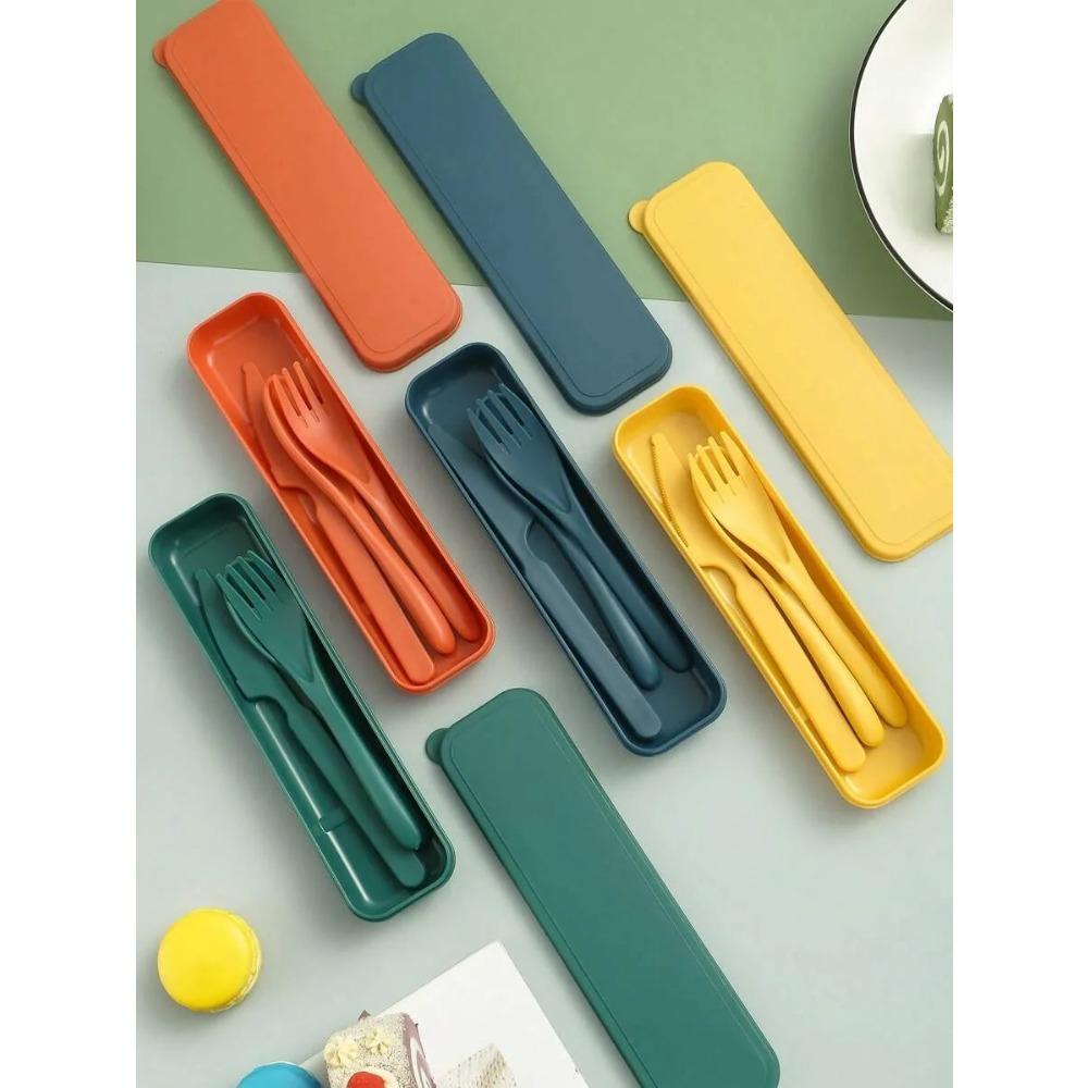 1pcs Plastic knife, fork and spoon cutlery set, reusable, portable cutlery, suitable for school, outdoor, camping, office