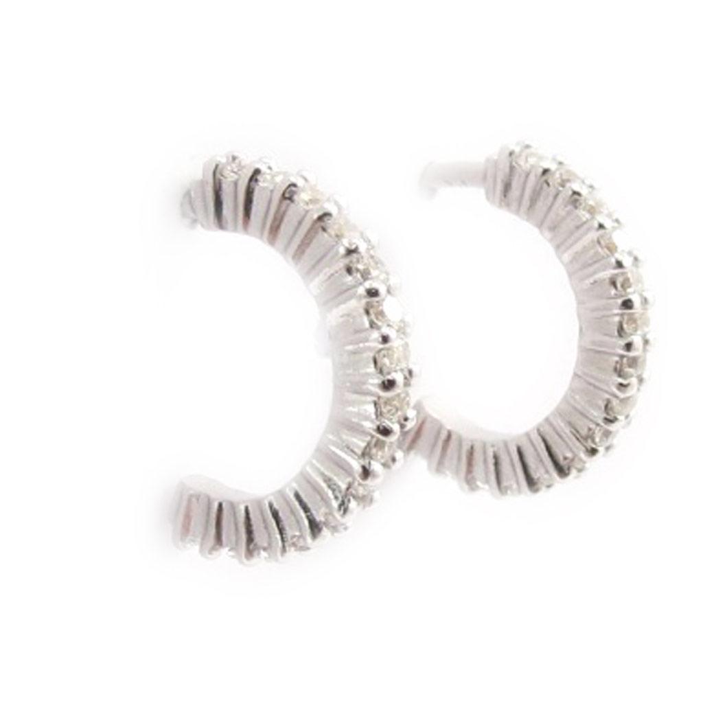 Les Trésors De Lily [J9584] - Silver Half Hoop Earrings 'Déesse' Silver White (rhodium-plated) - 12 Mm 1. 5 Mm