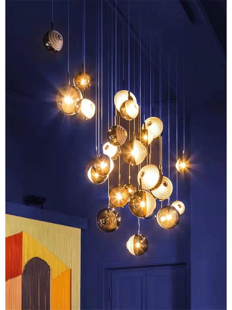 Postmodern Minimalist Striped Glass Pendant Light for Living Room, Cafe, Bedroom, Staircase, and Exhibition Hall