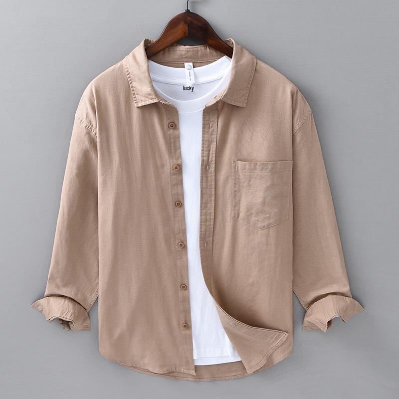 Men's Linen Business Casual Long Sleeve Shirt - Spring/Summer Versatile Cotton Linen Top