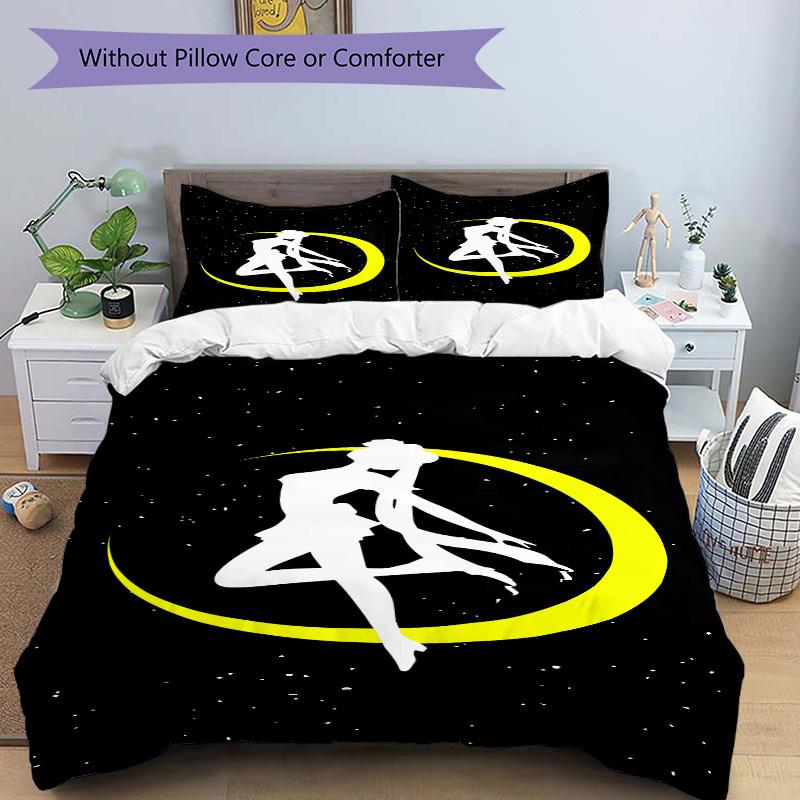 Moon Princess Silhouette Bedding Set  Comforter Cover Gift for Bedroom,Includes 1 Cover and 2 Pillowcases, No InsertB300