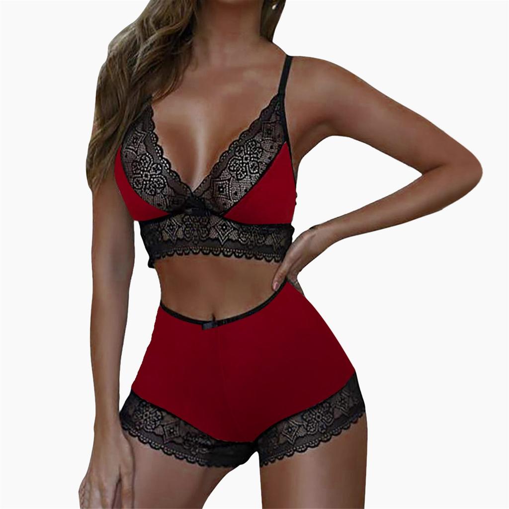 Women Bra Color Suit Lace Edge Shorts Suit No Rims Underwears