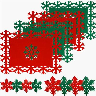 Ensemble de napperons et sous-verres de Noël en feutre pour table à manger, usage domestique ou hôtelier, napperons décoratifs pour table de fête, décoration de Noël